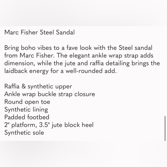 Nwot New Marc Fisher Steel Sandal BOHO Jute and Raffia Block Heel Platform - Picture 6 of 13